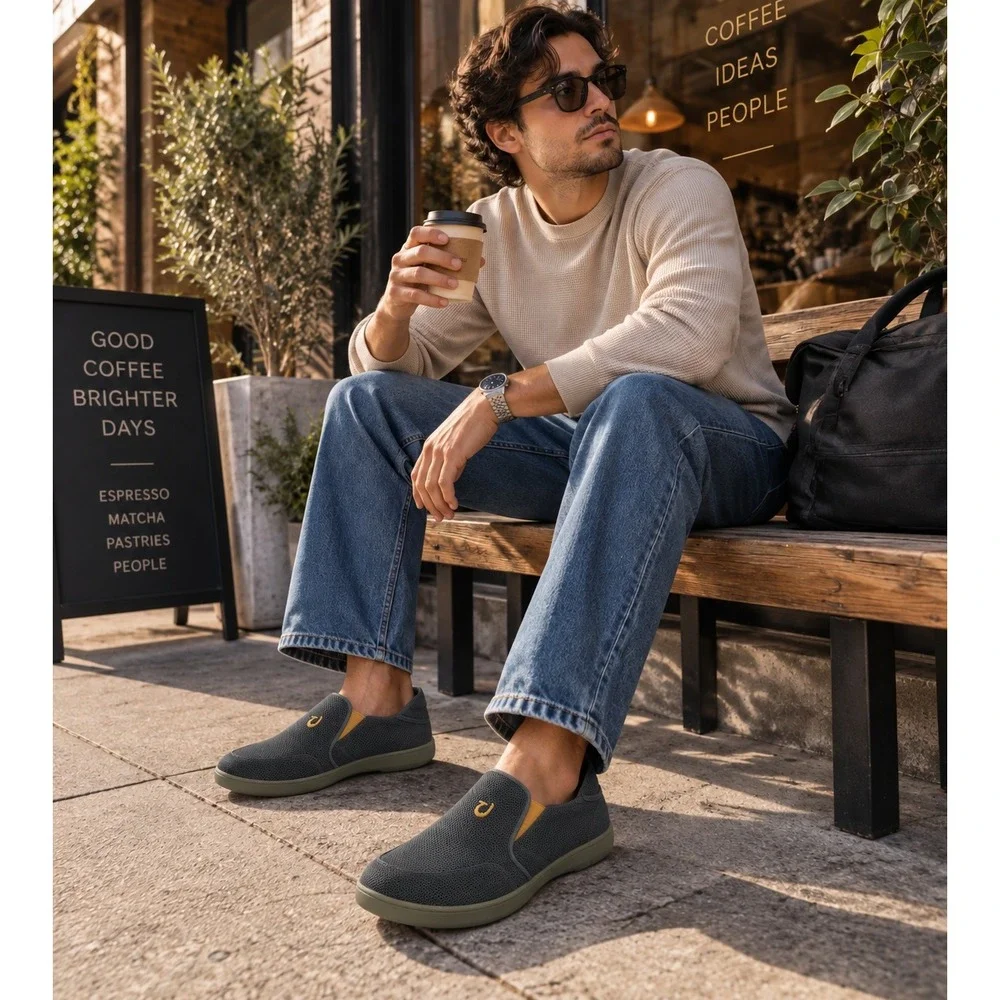 OluKai Mens 11 Nohea Mesh Slip On Shoes Gray Casual Loafers 10188-4242